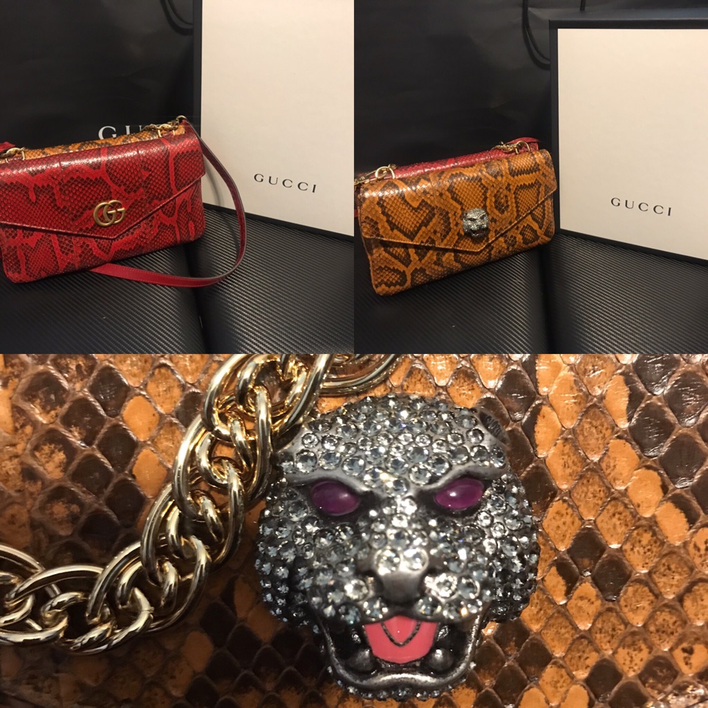 Thiara Python Double Envelope Shoulder Gucci Bag